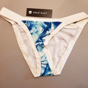 SOLE EAST tie dye bikini bottom white blue NWT M